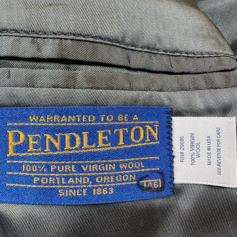 Pendleton Blazer Mens 46 Gray Herringbone Tweed Western Sport Coat